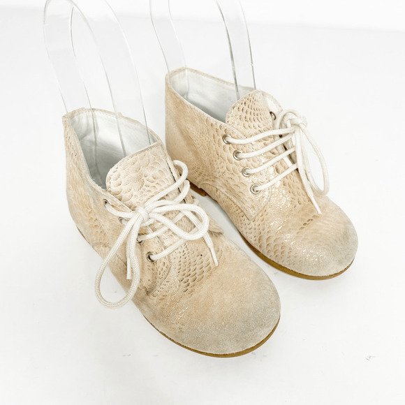 LOUIS & LOLA Handmade baby toddler lace up booties handmade metallic EUR 26 US 9 - Picture 2 of 7